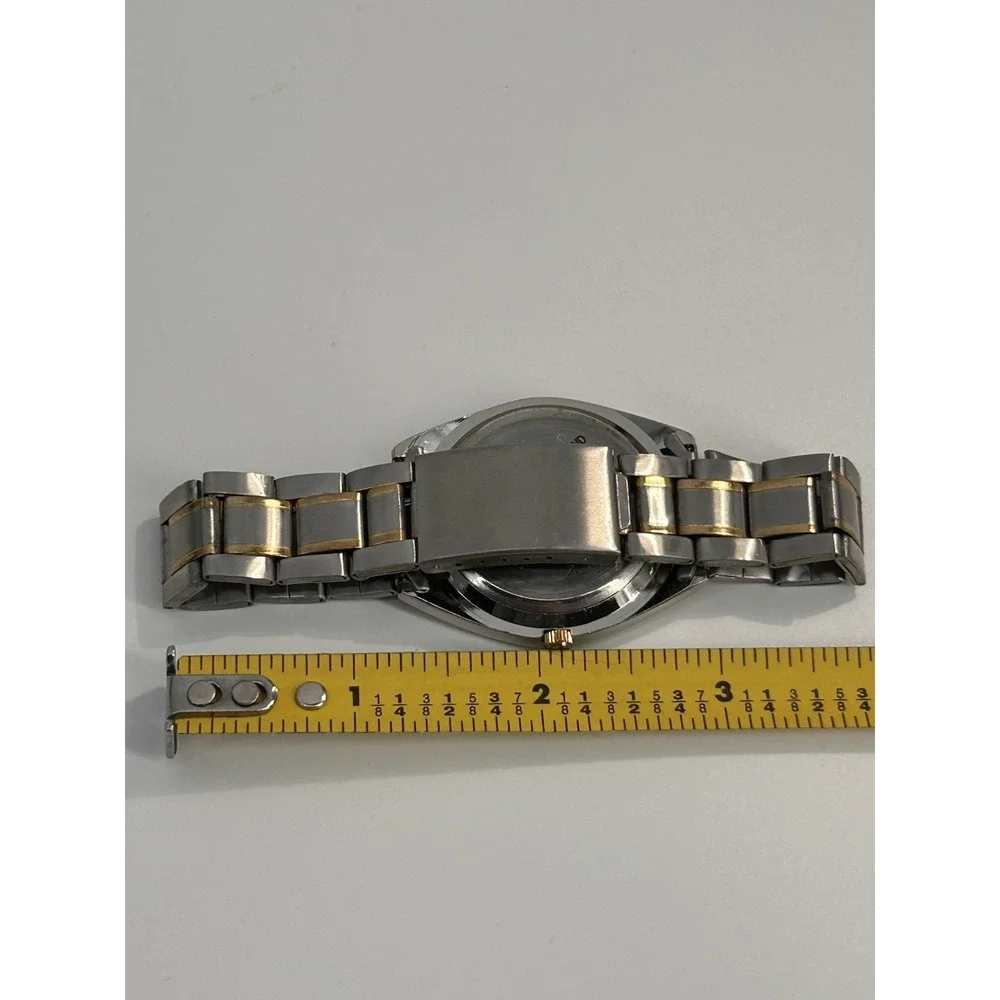 Geneva Two Tone Metal Band Gold‎ Dial Quartz Mens Watch